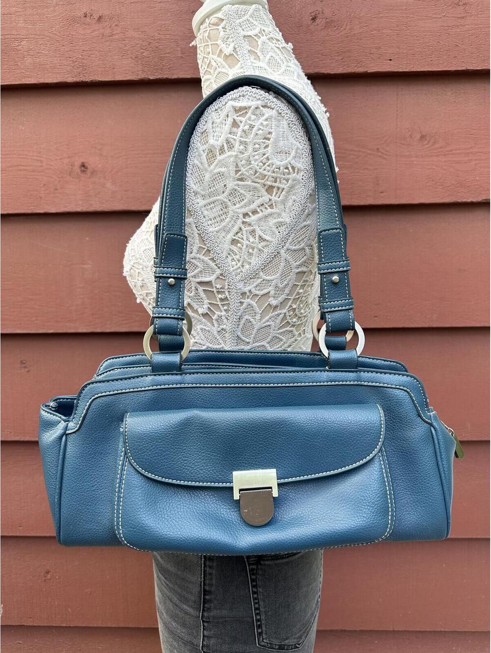 Croft & Barrow Classic Blue Leather Shoulder Bag